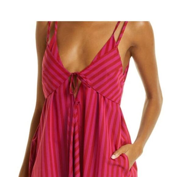 REBECCA TAYLOR Marseille Stripe Cotton Maxi Dress In Stripe Hibiscus 8 $395 - Picture 8 of 12